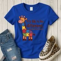Autism Awareness ItS Ok To Be Different With Giraffe Cute Gift Women's T-Shirt thumb 3