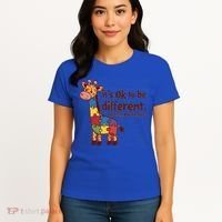 Autism Awareness ItS Ok To Be Different With Giraffe Cute Gift Women's T-Shirt thumb 4