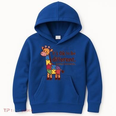 Autism Awareness ItS Ok To Be Different With Giraffe Cute Gift Kids Hoodie