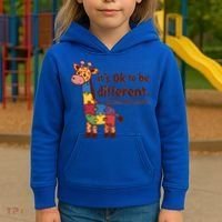 Autism Awareness ItS Ok To Be Different With Giraffe Cute Gift Kids Hoodie thumb 3