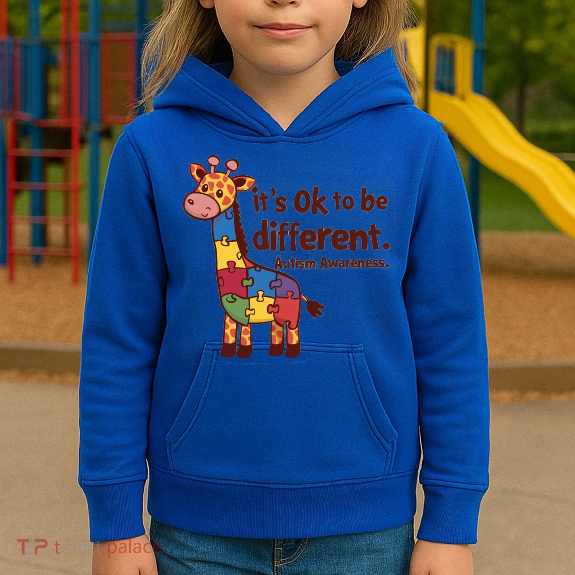 Autism Awareness ItS Ok To Be Different With Giraffe Cute Gift Kids Hoodie