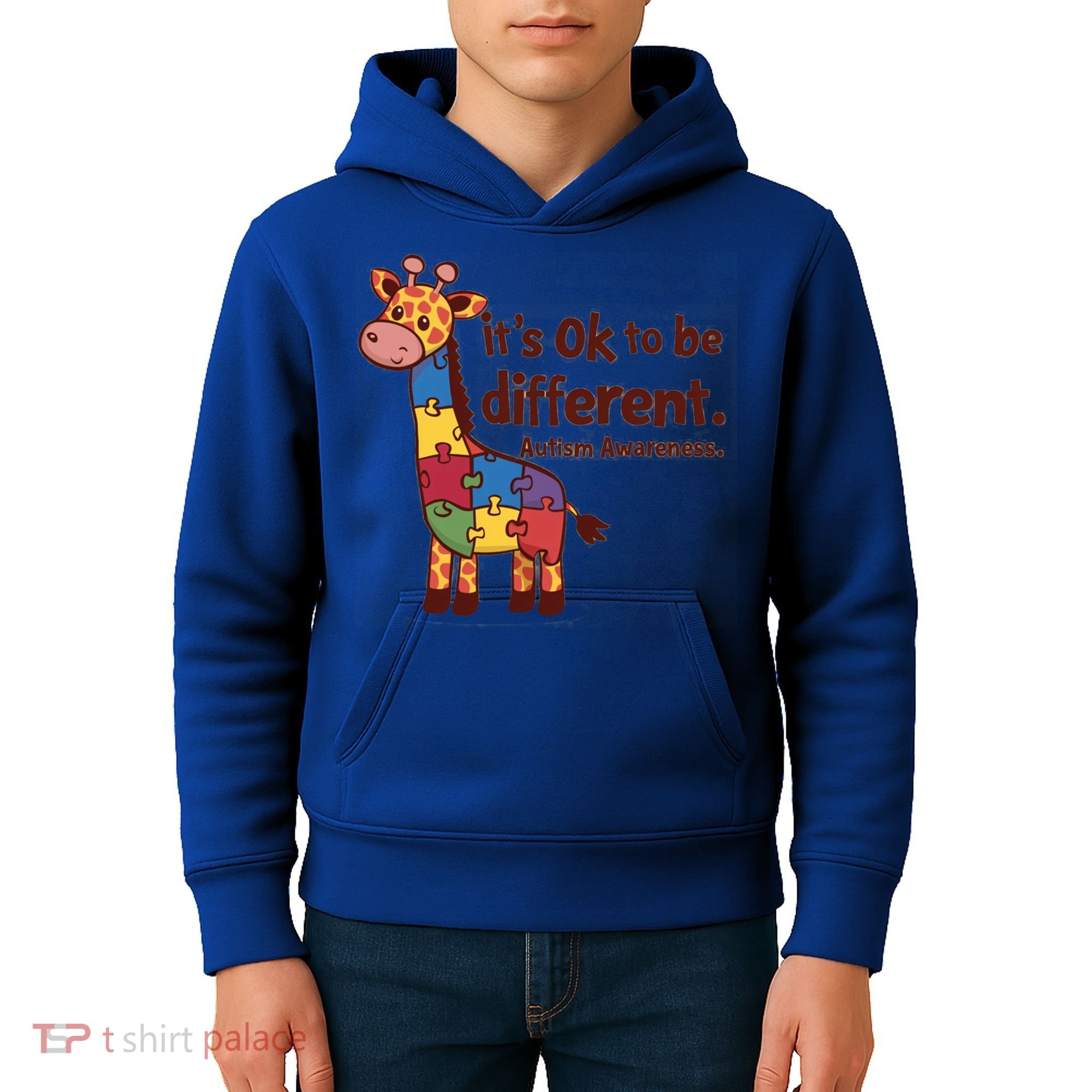 Autism Awareness ItS Ok To Be Different With Giraffe Cute Gift Kids Hoodie