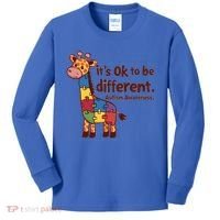 Autism Awareness ItS Ok To Be Different With Giraffe Cute Gift Kids Long Sleeve Shirt thumb 0