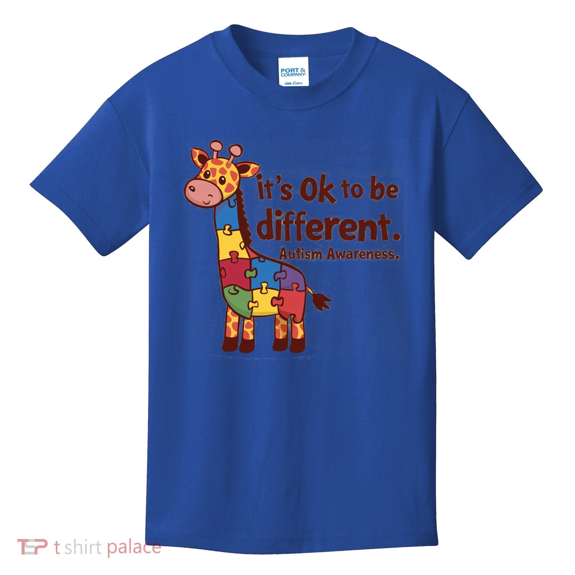Autism Awareness ItS Ok To Be Different With Giraffe Cute Gift Kids T-Shirt
