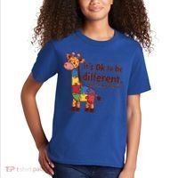 Autism Awareness ItS Ok To Be Different With Giraffe Cute Gift Kids T-Shirt thumb 2