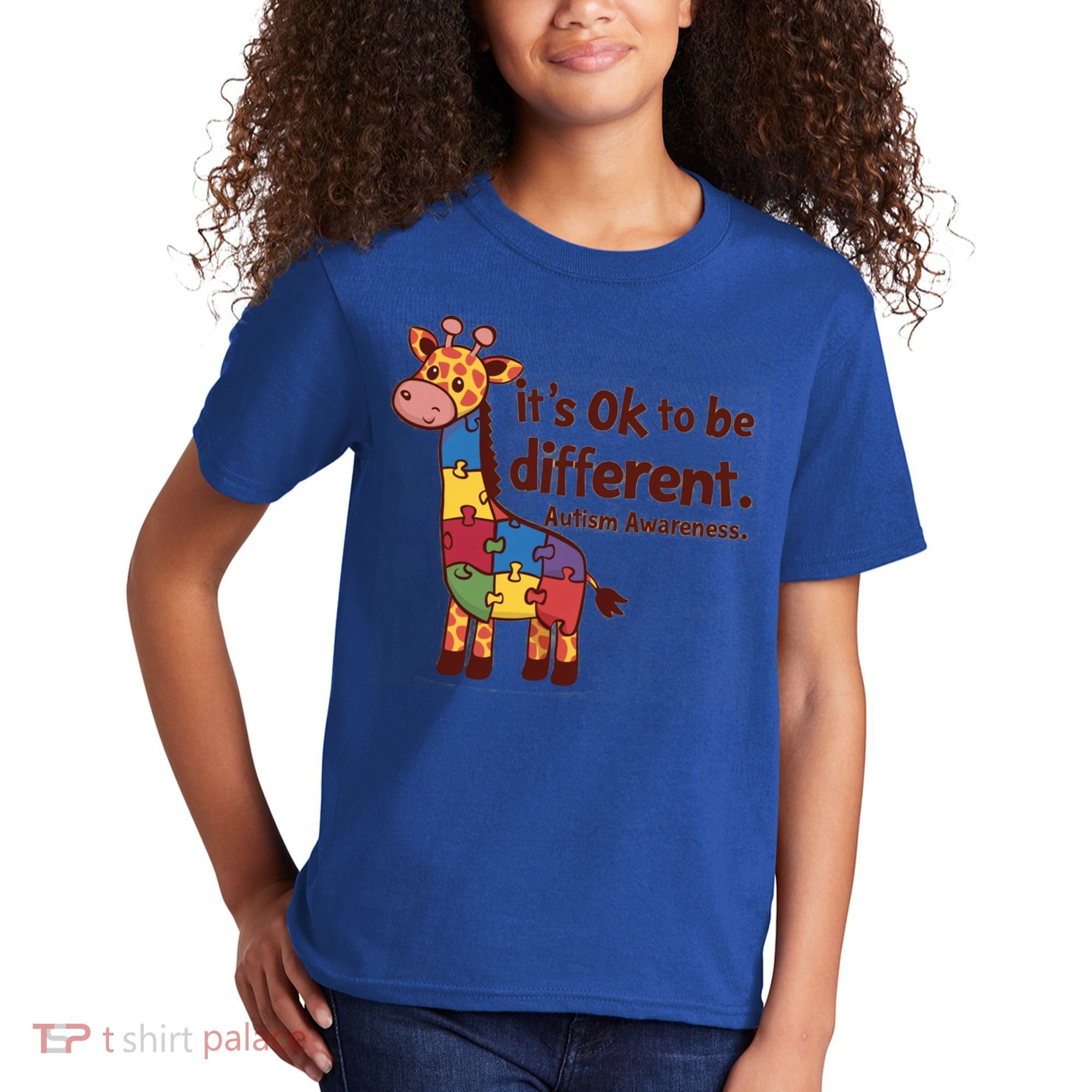 Autism Awareness ItS Ok To Be Different With Giraffe Cute Gift Kids T-Shirt