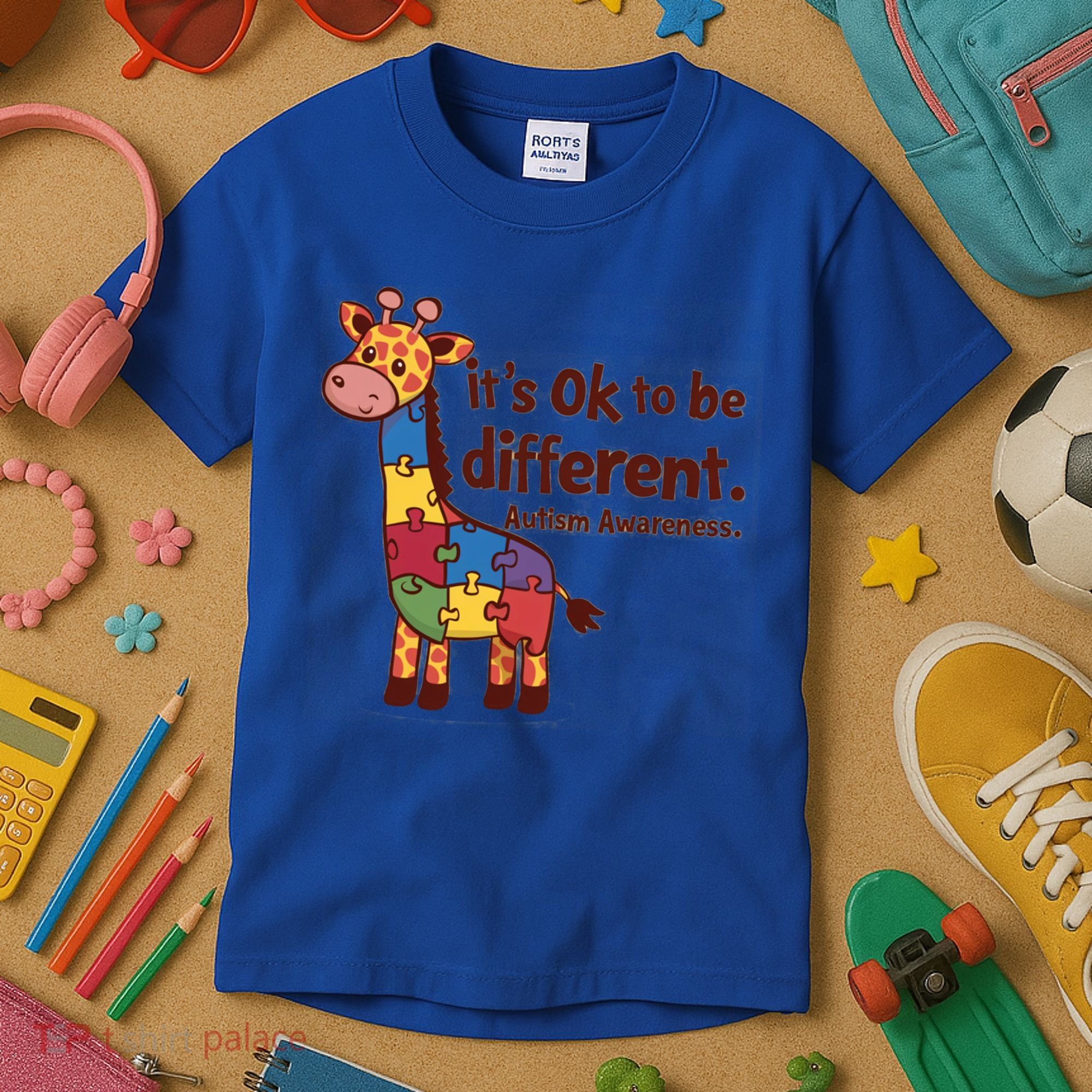 Autism Awareness ItS Ok To Be Different With Giraffe Cute Gift Kids T-Shirt