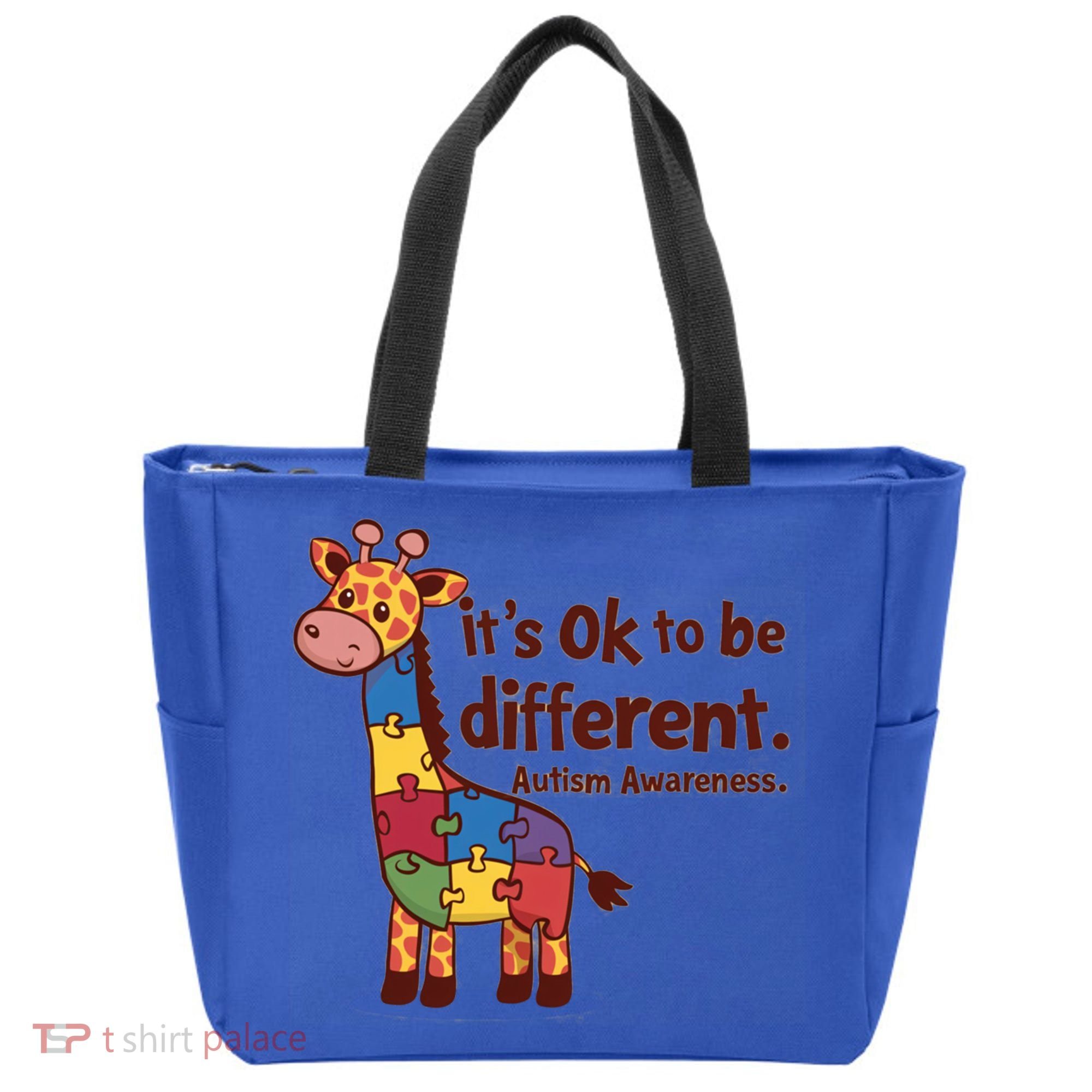 Autism Awareness ItS Ok To Be Different With Giraffe Cute Gift Tote Bag