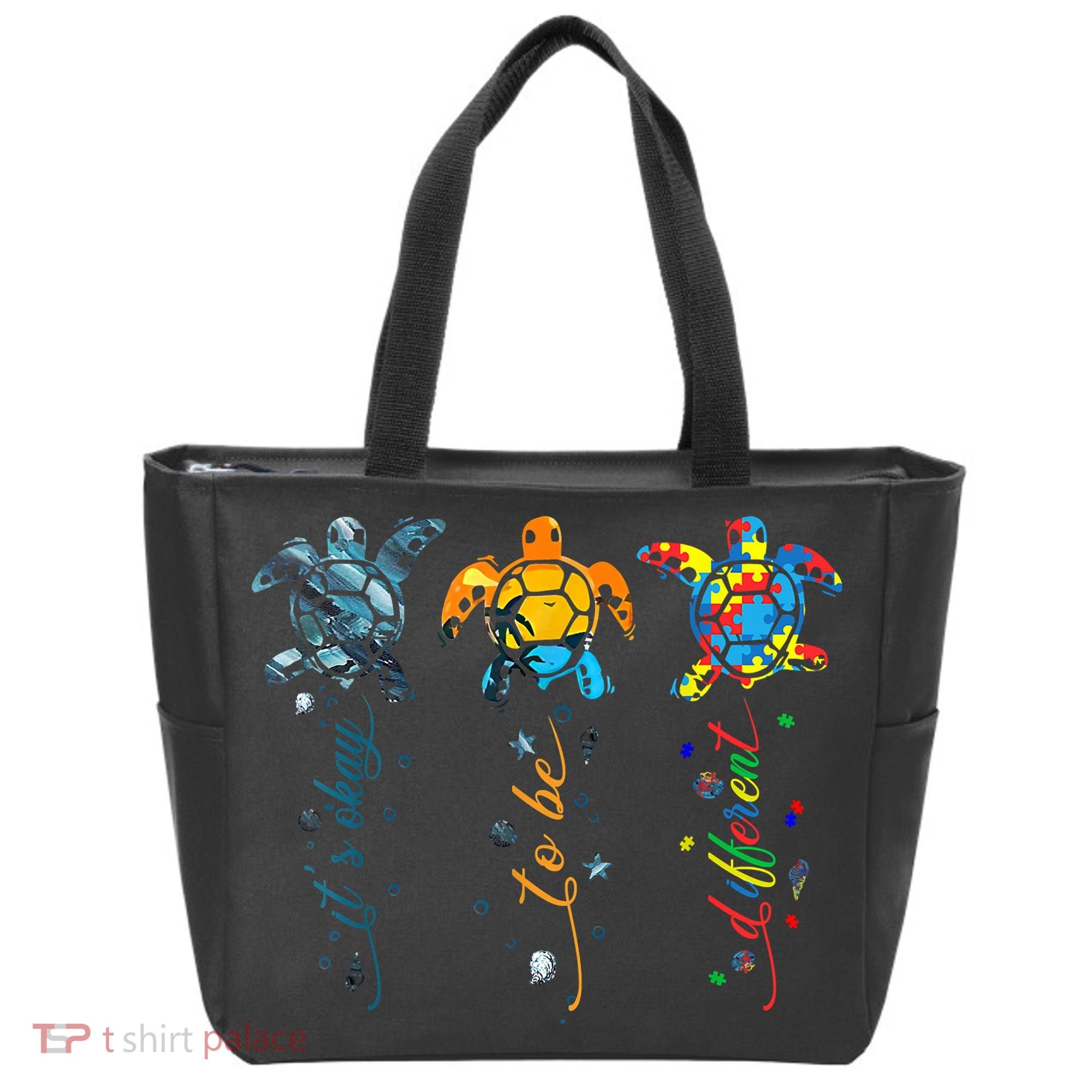 Autism Awareness It's Ok To Be Different Sea Turtle Planet Tote Bag