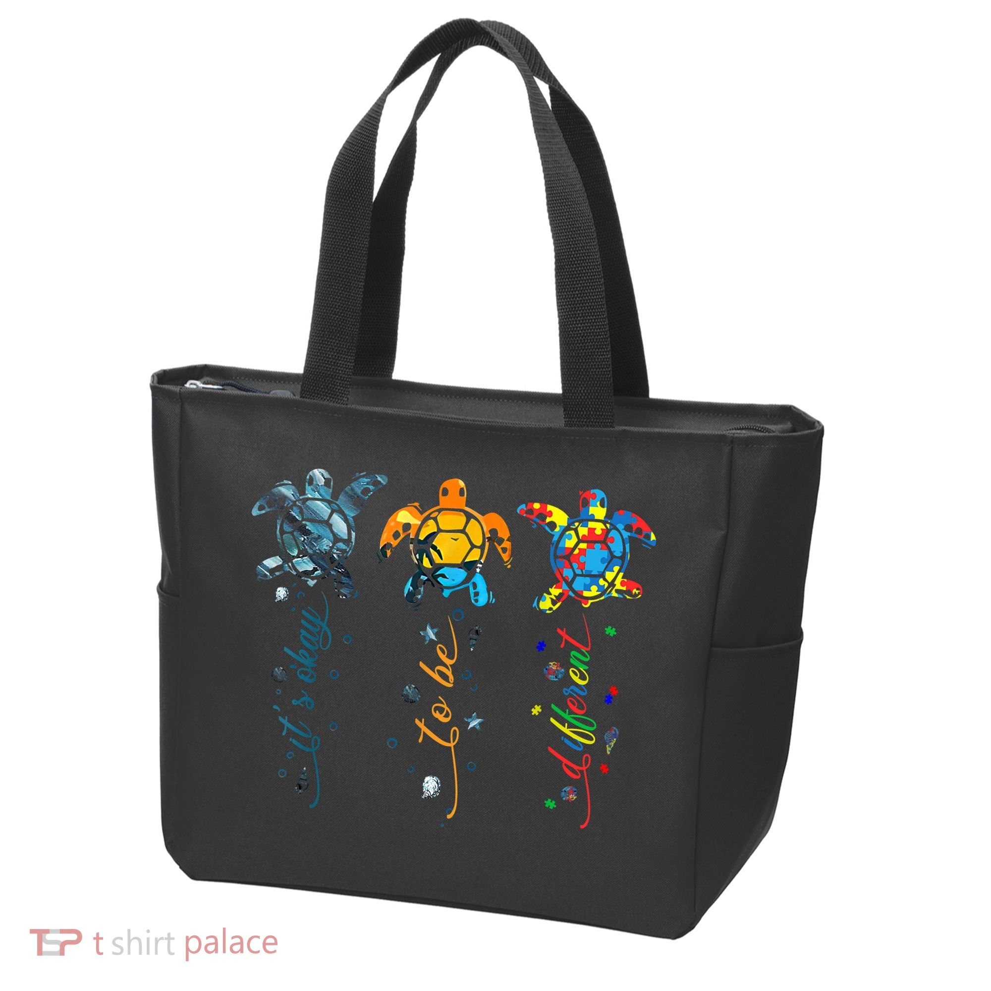Autism Awareness It's Ok To Be Different Sea Turtle Planet Tote Bag