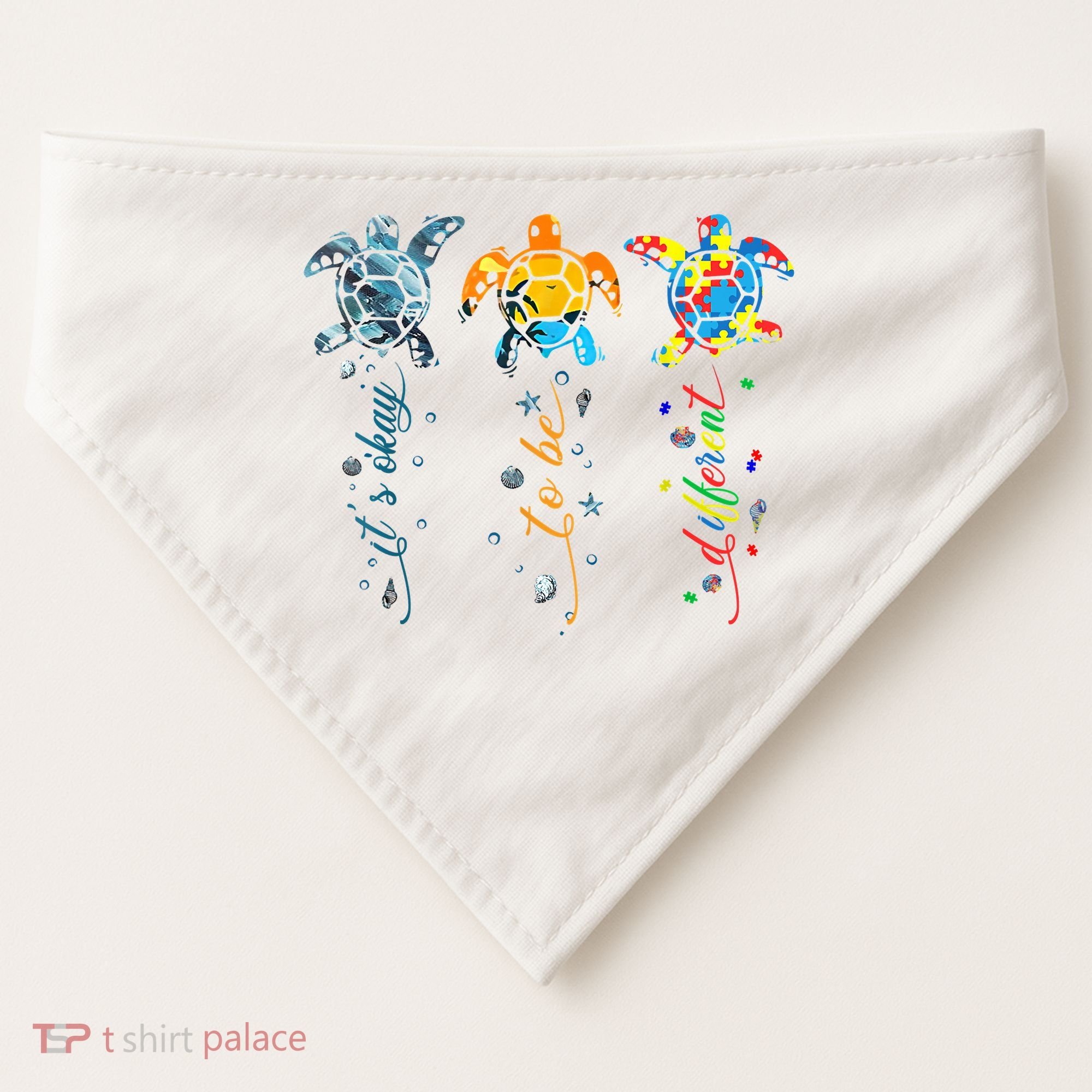 Autism Awareness It's Ok To Be Different Sea Turtle Planet USA-Made Doggie Bandana