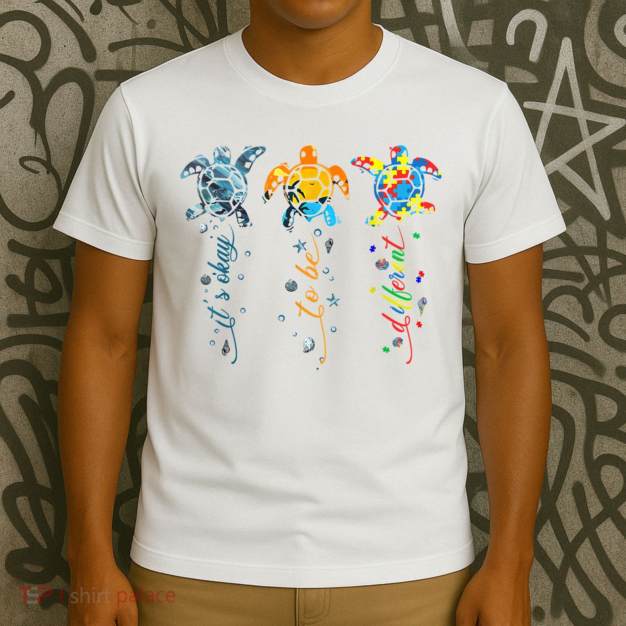 Autism Awareness It's Ok To Be Different Sea Turtle Planet T-Shirt