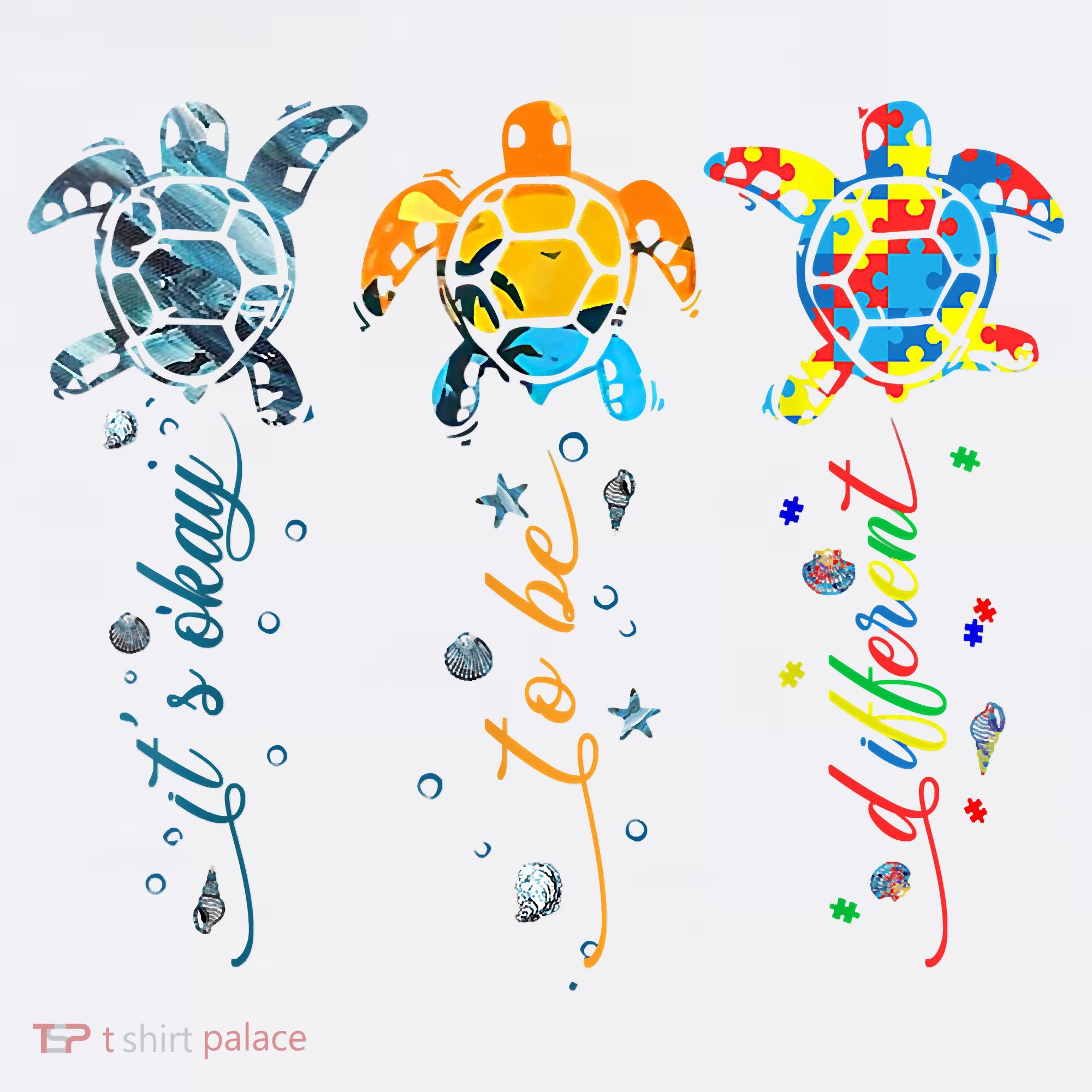 Autism Awareness It's Ok To Be Different Sea Turtle Planet T-Shirt
