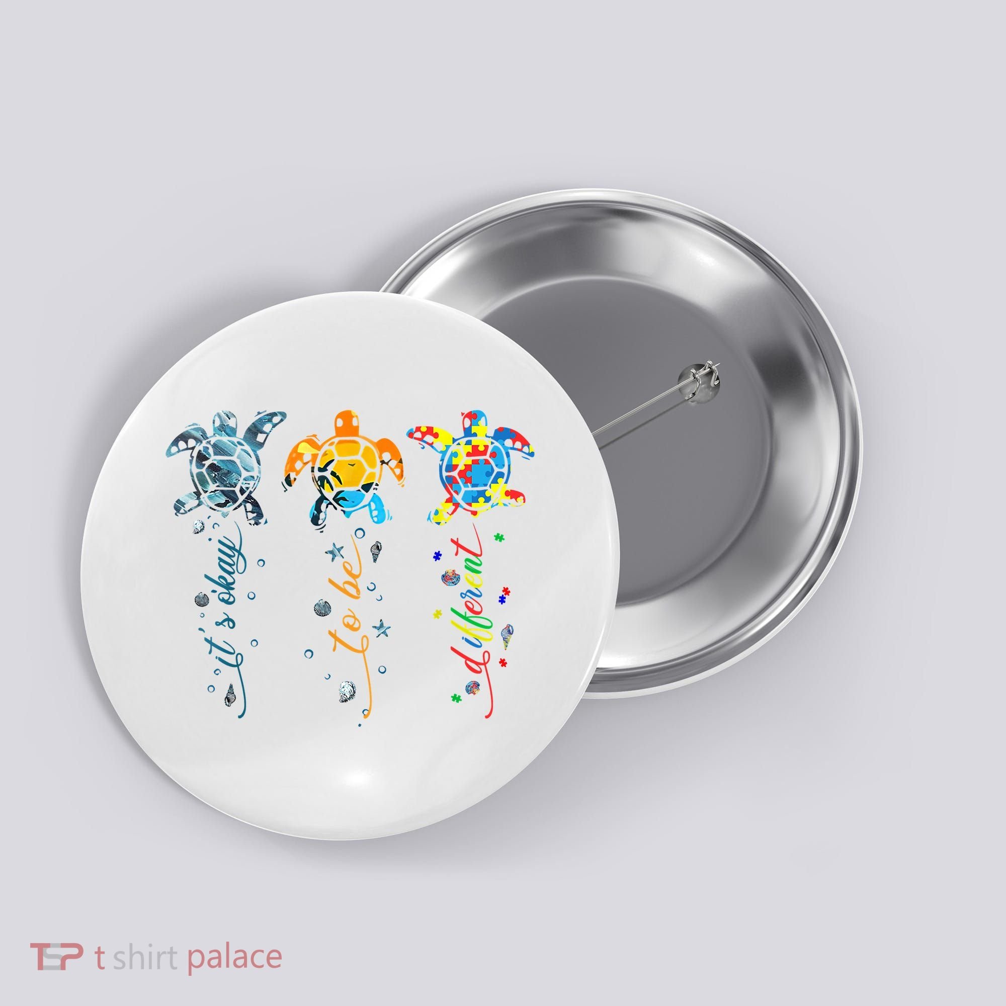 Autism Awareness It's Ok To Be Different Sea Turtle Planet Button