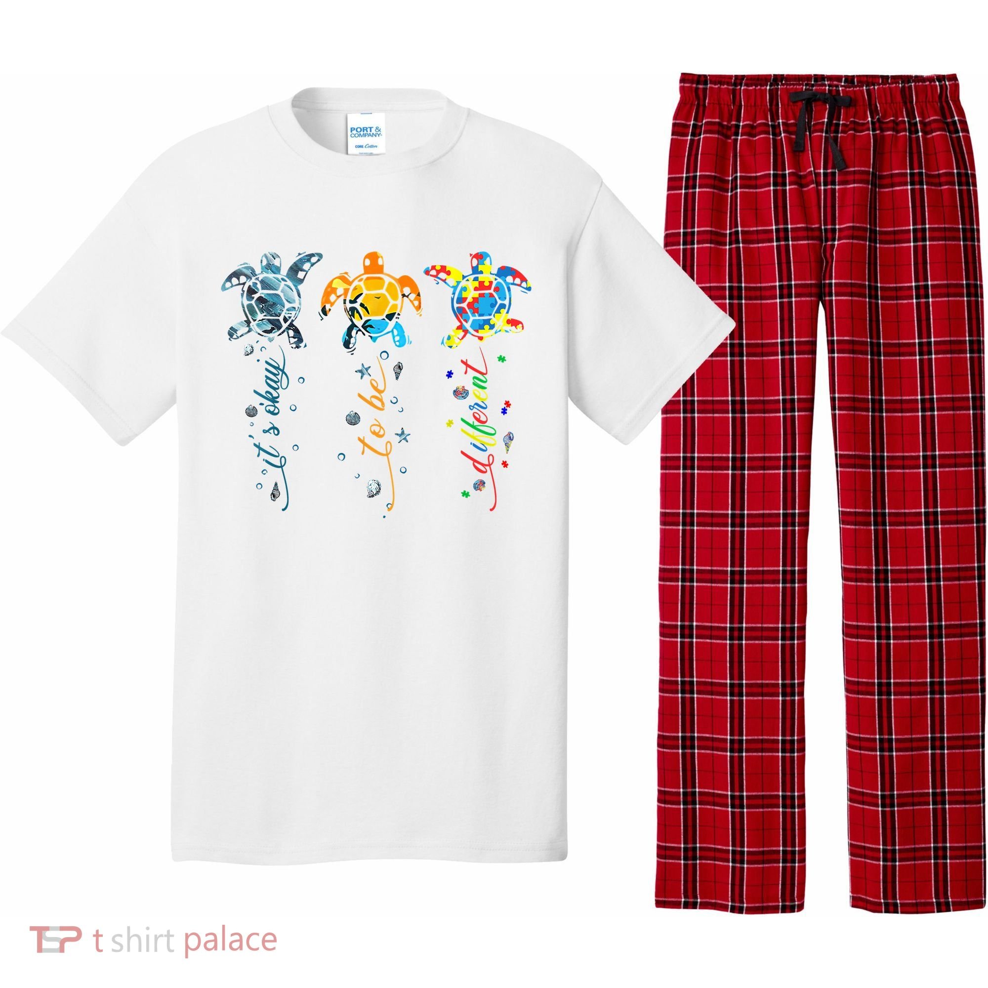 Autism Awareness It's Ok To Be Different Sea Turtle Planet Pajama Set