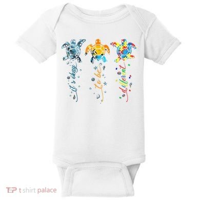 Autism Awareness It's Ok To Be Different Sea Turtle Planet Baby Bodysuit