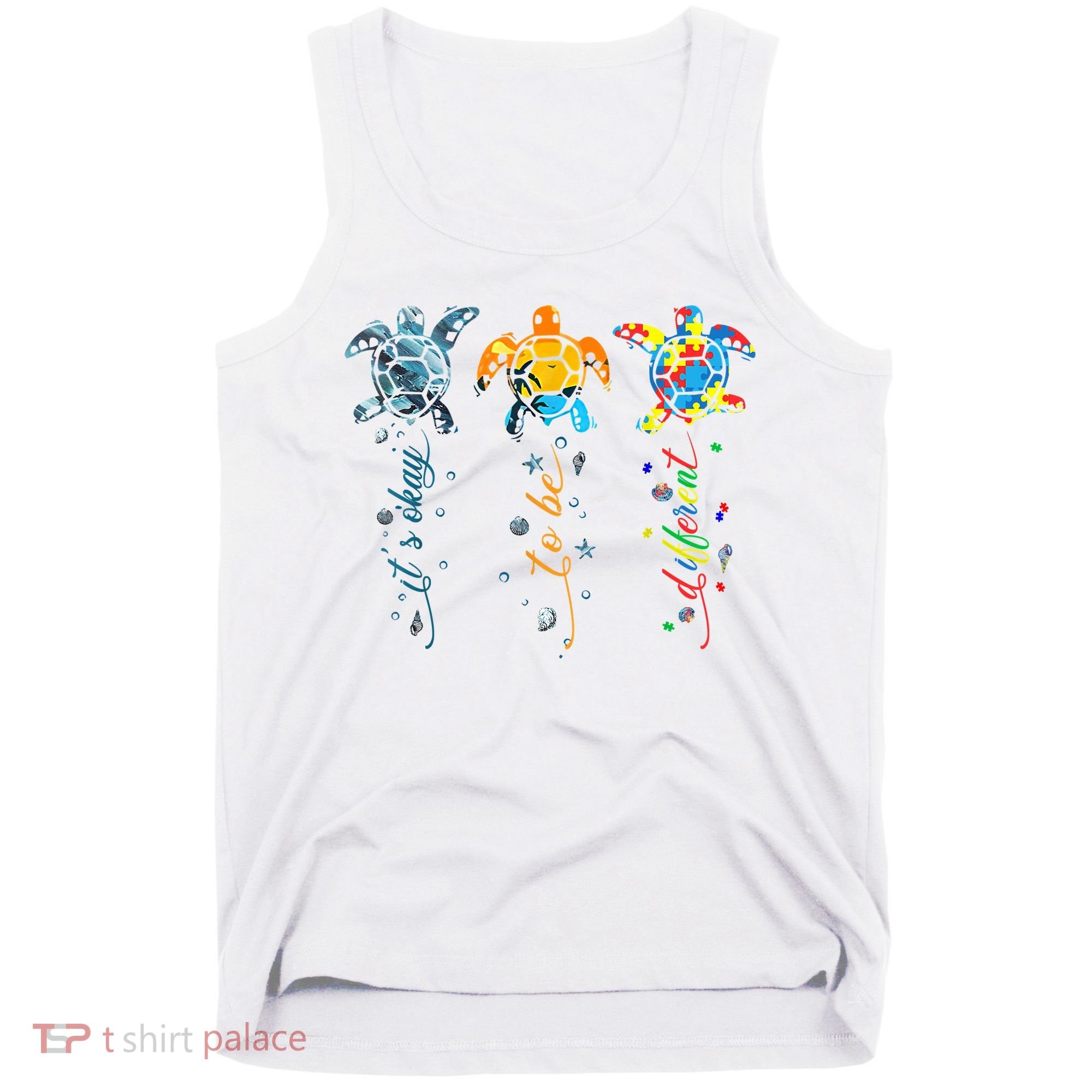 Autism Awareness It's Ok To Be Different Sea Turtle Planet Tank Top