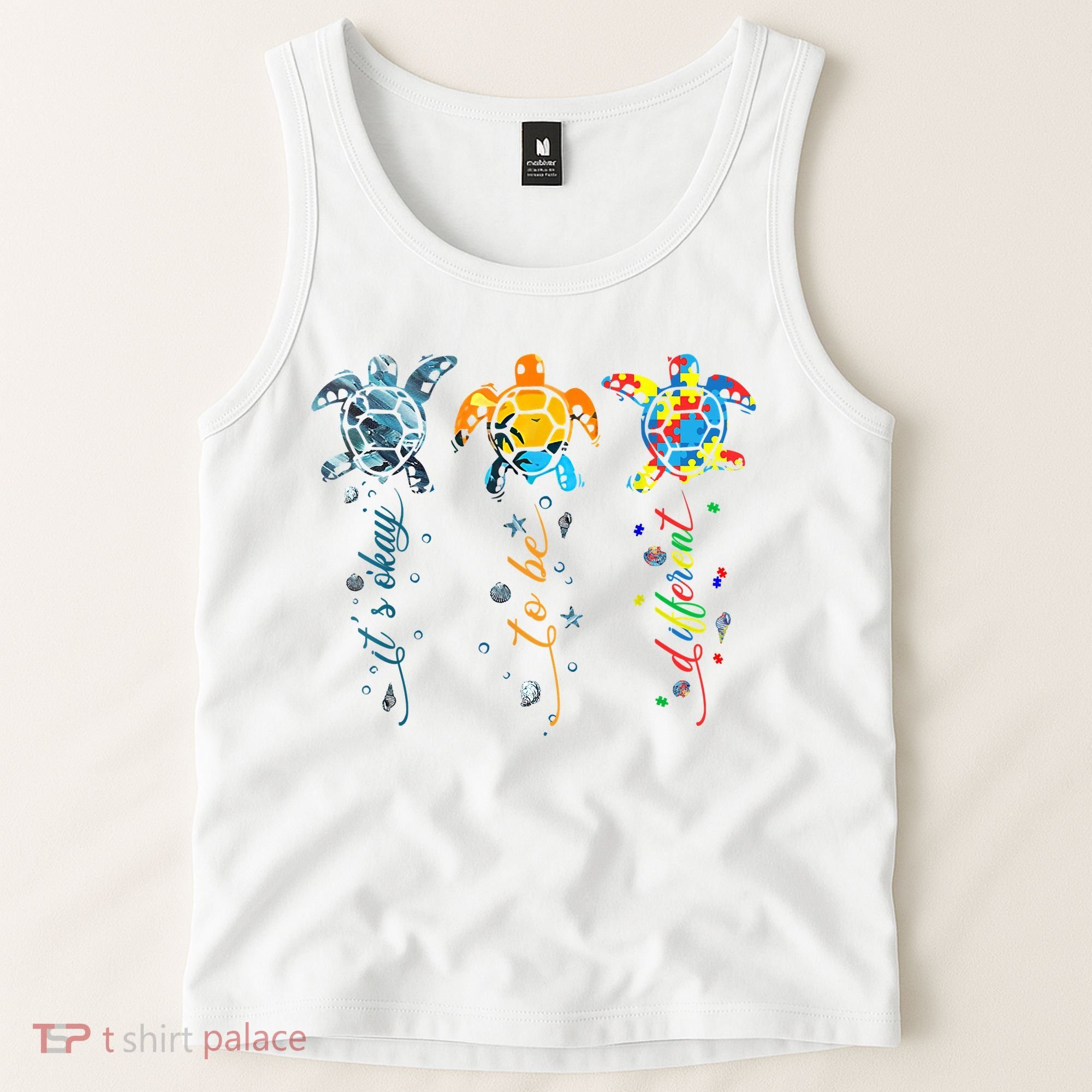 Autism Awareness It's Ok To Be Different Sea Turtle Planet Tank Top