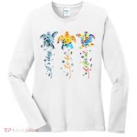 Autism Awareness It's Ok To Be Different Sea Turtle Planet Women's Long Sleeve Shirt thumb 0