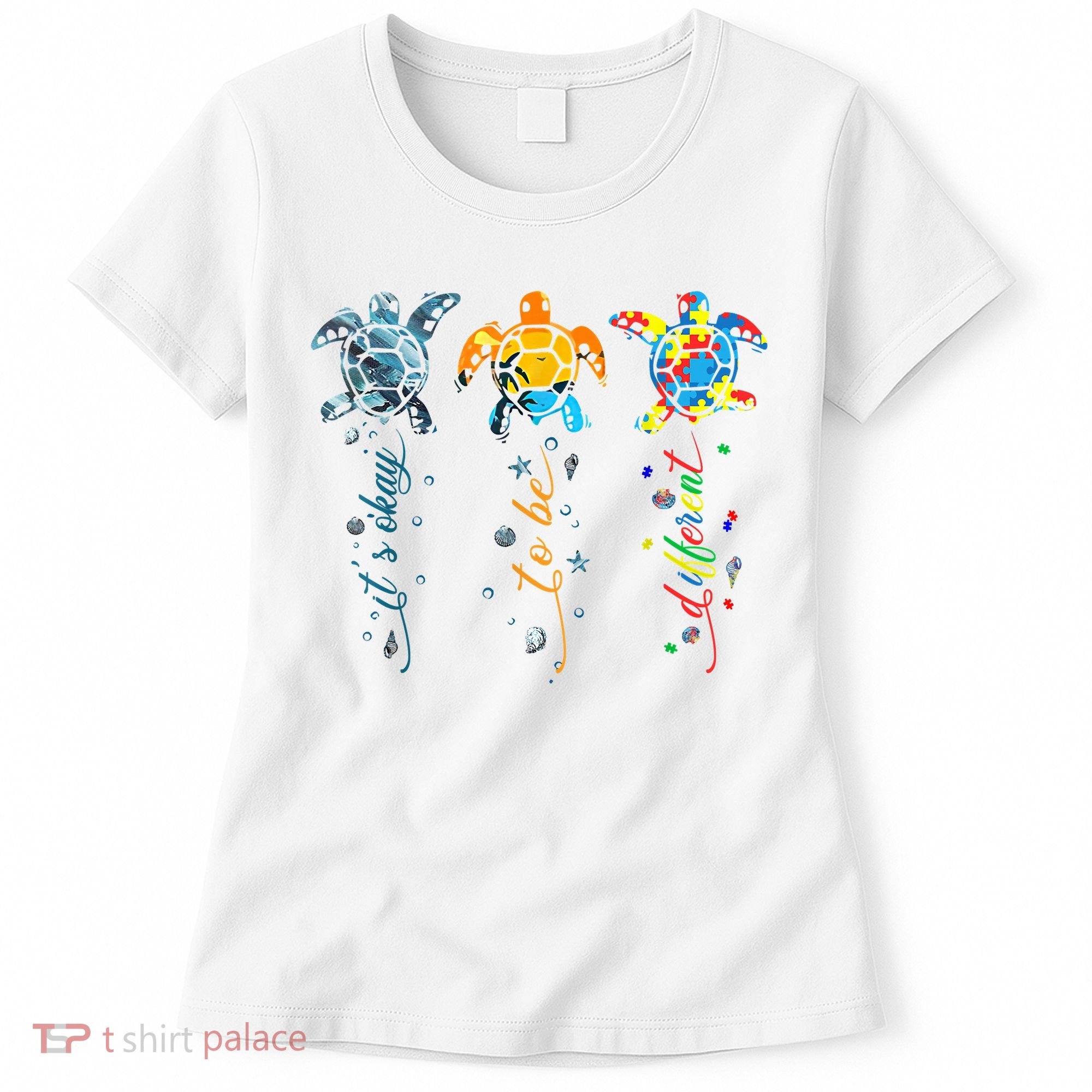 Autism Awareness It's Ok To Be Different Sea Turtle Planet Women's T-Shirt