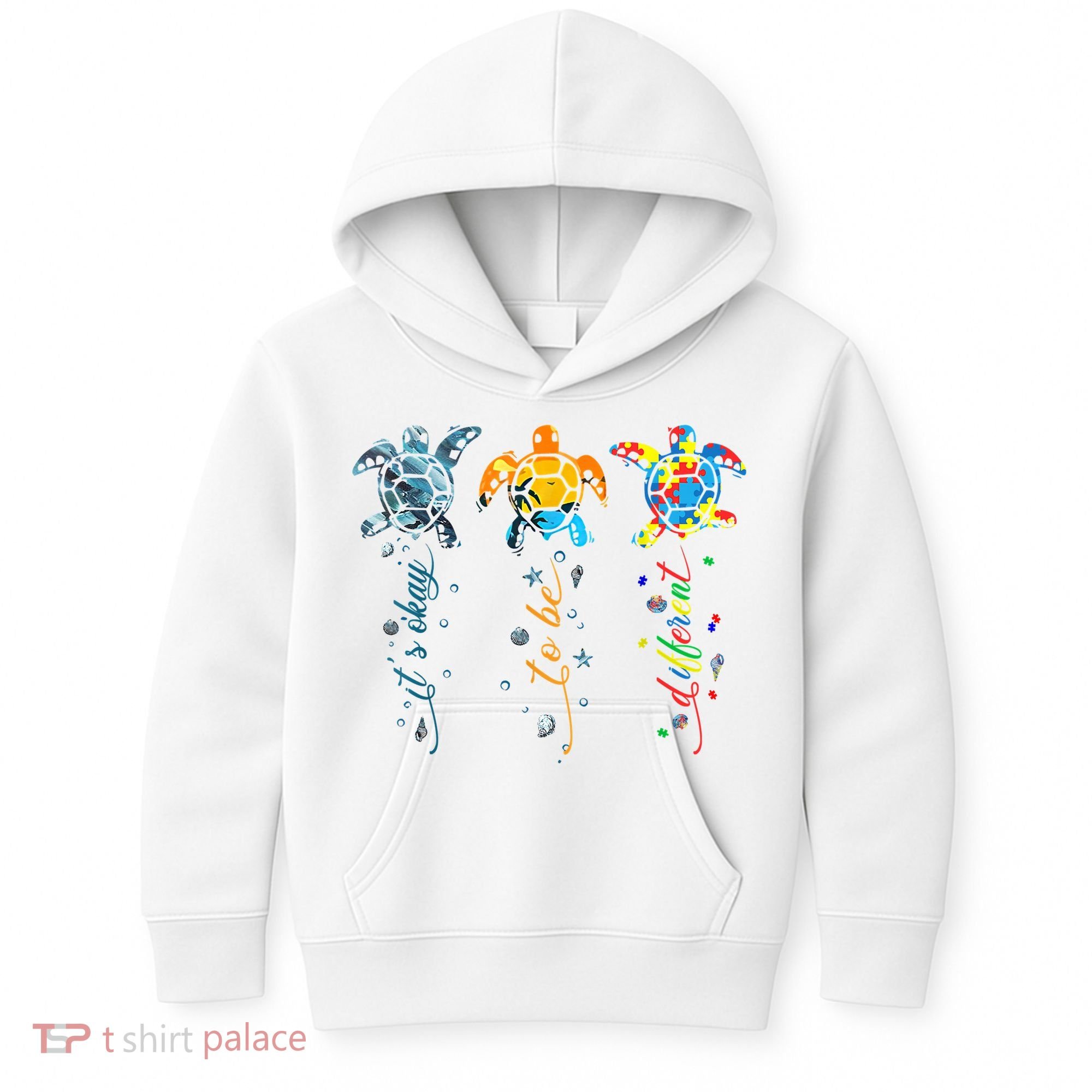 Autism Awareness It's Ok To Be Different Sea Turtle Planet Kids Hoodie
