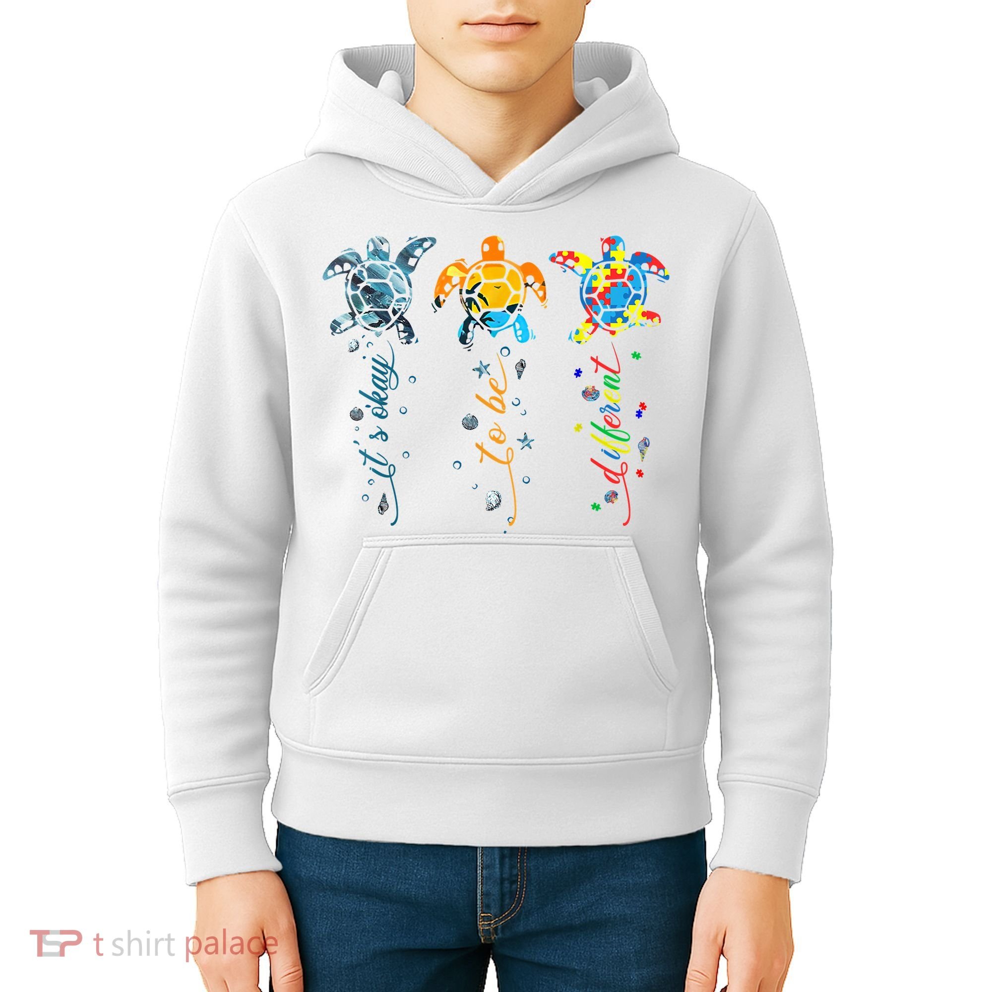 Autism Awareness It's Ok To Be Different Sea Turtle Planet Kids Hoodie