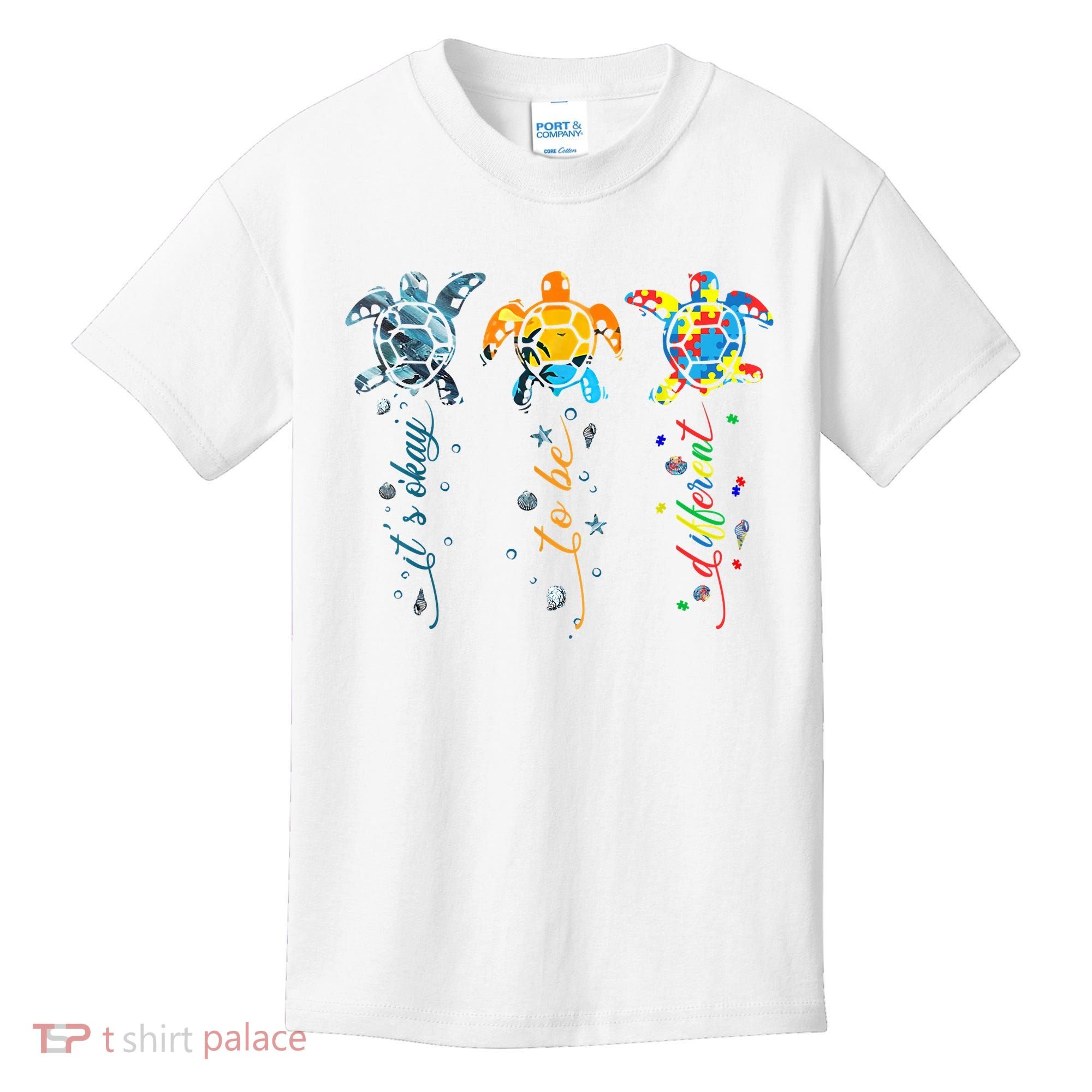 Autism Awareness It's Ok To Be Different Sea Turtle Planet Kids T-Shirt