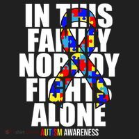 Autism Awareness In This Family Nobody Fights Alone Ribbon Beanie thumb 2