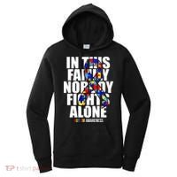 Autism Awareness In This Family Nobody Fights Alone Ribbon Women's Hoodie thumb 0