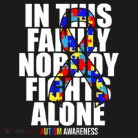 Autism Awareness In This Family Nobody Fights Alone Ribbon Women's Hoodie thumb 2