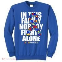 Autism Awareness In This Family Nobody Fights Alone Ribbon Sweatshirt thumb 0