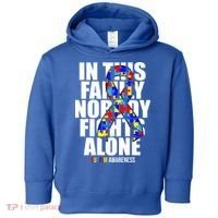 Autism Awareness In This Family Nobody Fights Alone Ribbon Toddler Hoodie thumb 0