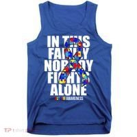 Autism Awareness In This Family Nobody Fights Alone Ribbon Tank Top thumb 0