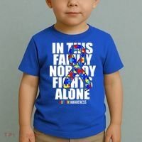Autism Awareness In This Family Nobody Fights Alone Ribbon Toddler T-Shirt thumb 2