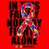 Autism Awareness In This Family Nobody Fights Alone Ribbon Santa Hat thumb 1