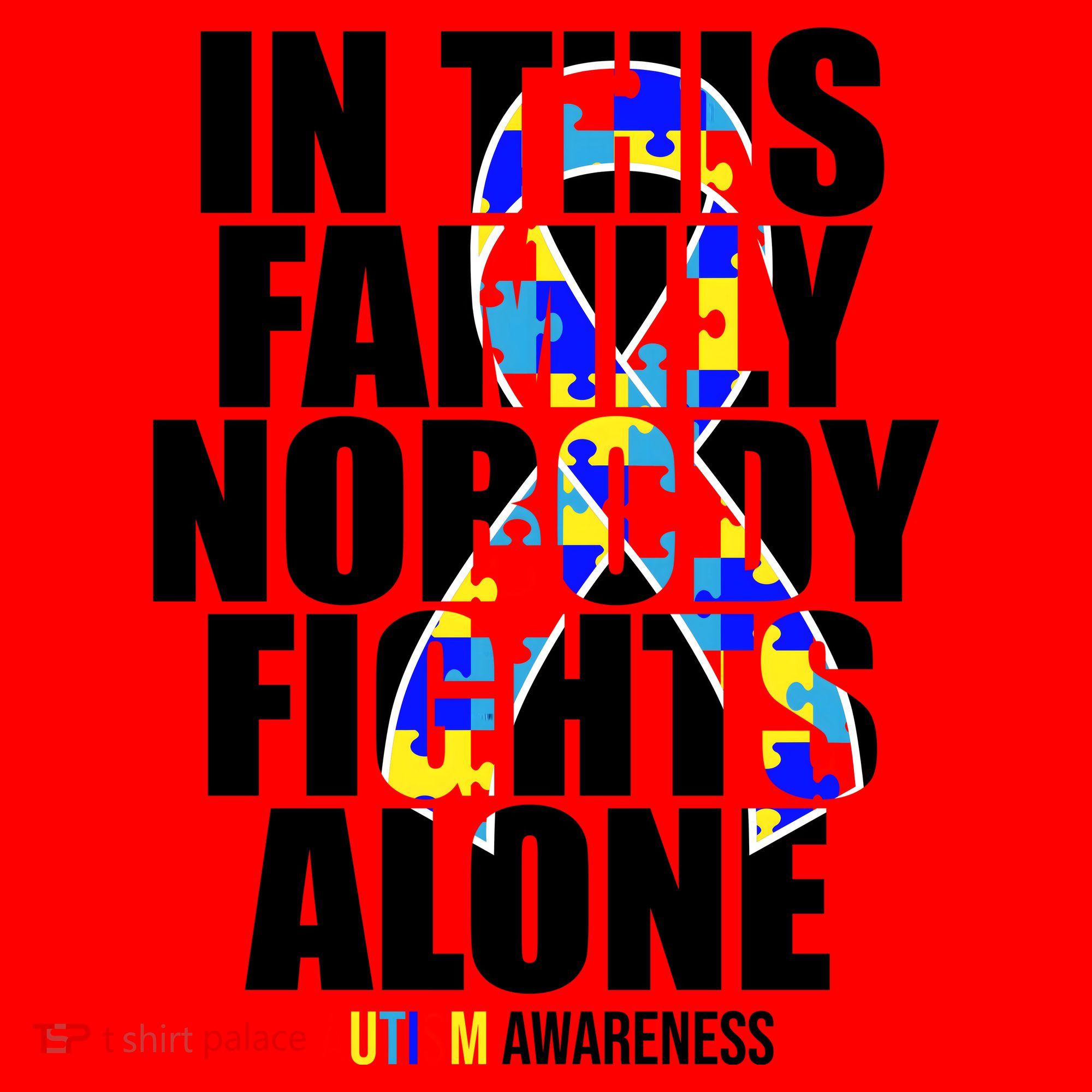 Autism Awareness In This Family Nobody Fights Alone Ribbon Santa Hat