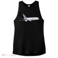 Airbus A380 Jet Airplane Airline Aviation Pilot Ladies PosiCharge Tri-Blend Wicking Tank thumb 0