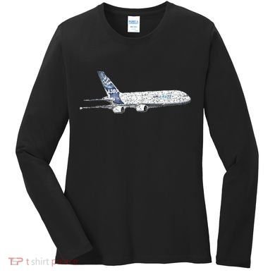 Airbus A380 Jet Airplane Airline Aviation Pilot Women's Long Sleeve Shirt
