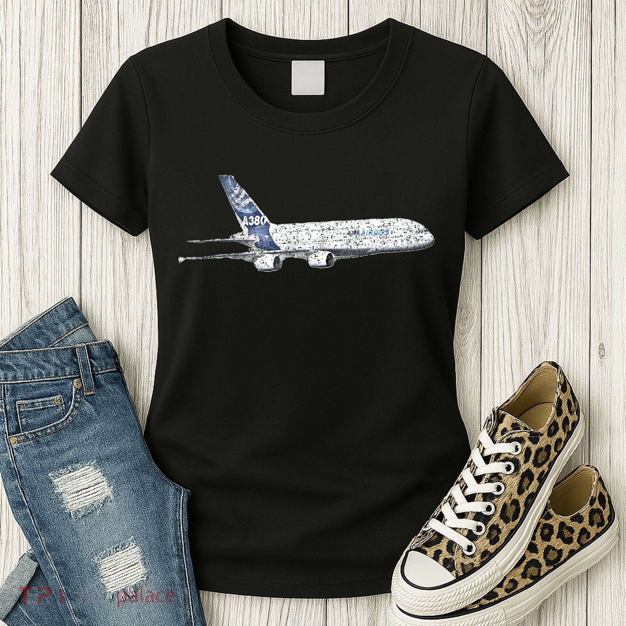 Airbus A380 Jet Airplane Airline Aviation Pilot Women's T-Shirt