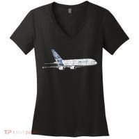 Airbus A380 Jet Airplane Airline Aviation Pilot Women's V-Neck T-Shirt thumb 0