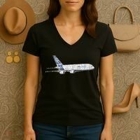 Airbus A380 Jet Airplane Airline Aviation Pilot Women's V-Neck T-Shirt thumb 3