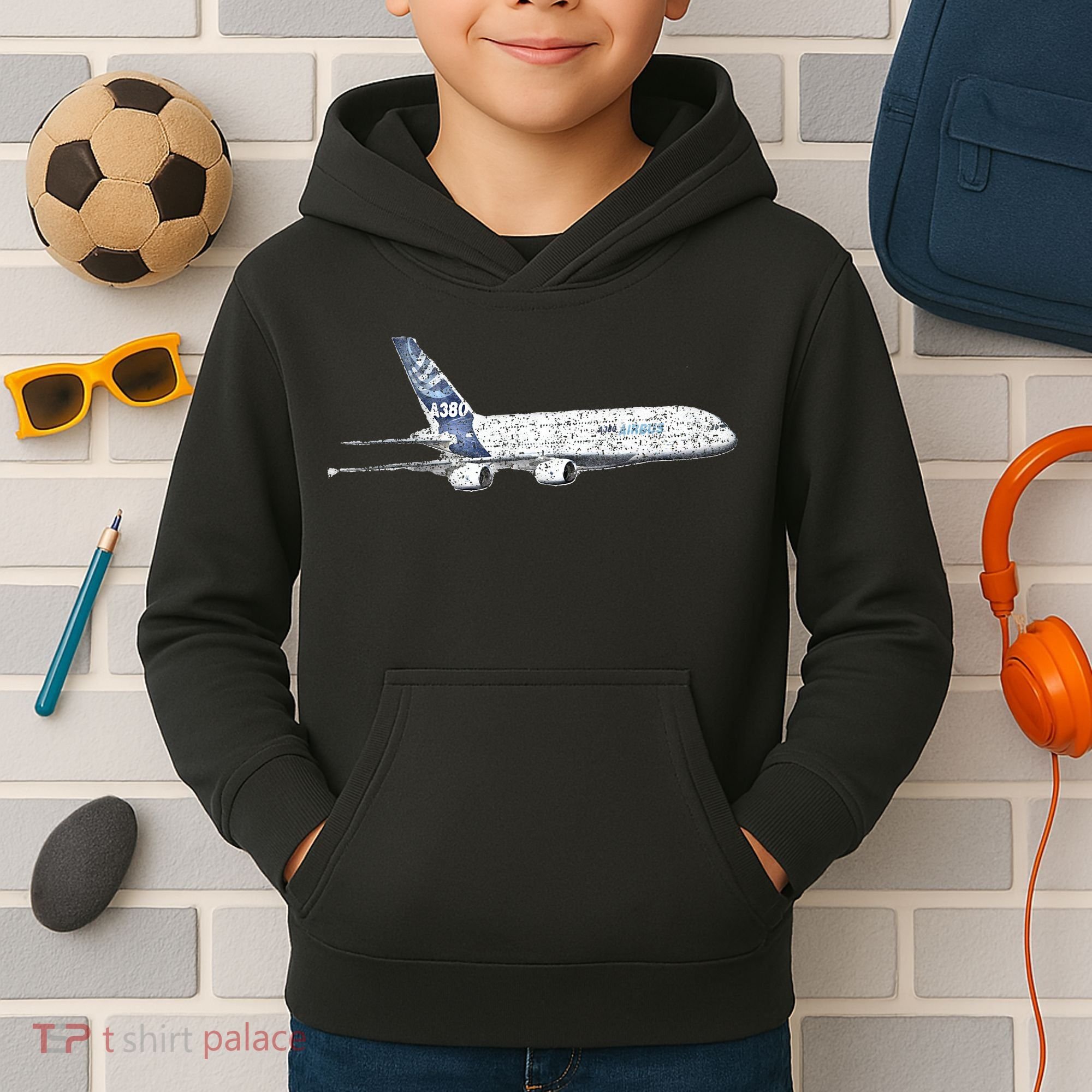 Airbus A380 Jet Airplane Airline Aviation Pilot Kids Hoodie