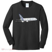Airbus A380 Jet Airplane Airline Aviation Pilot Kids Long Sleeve Shirt thumb 0