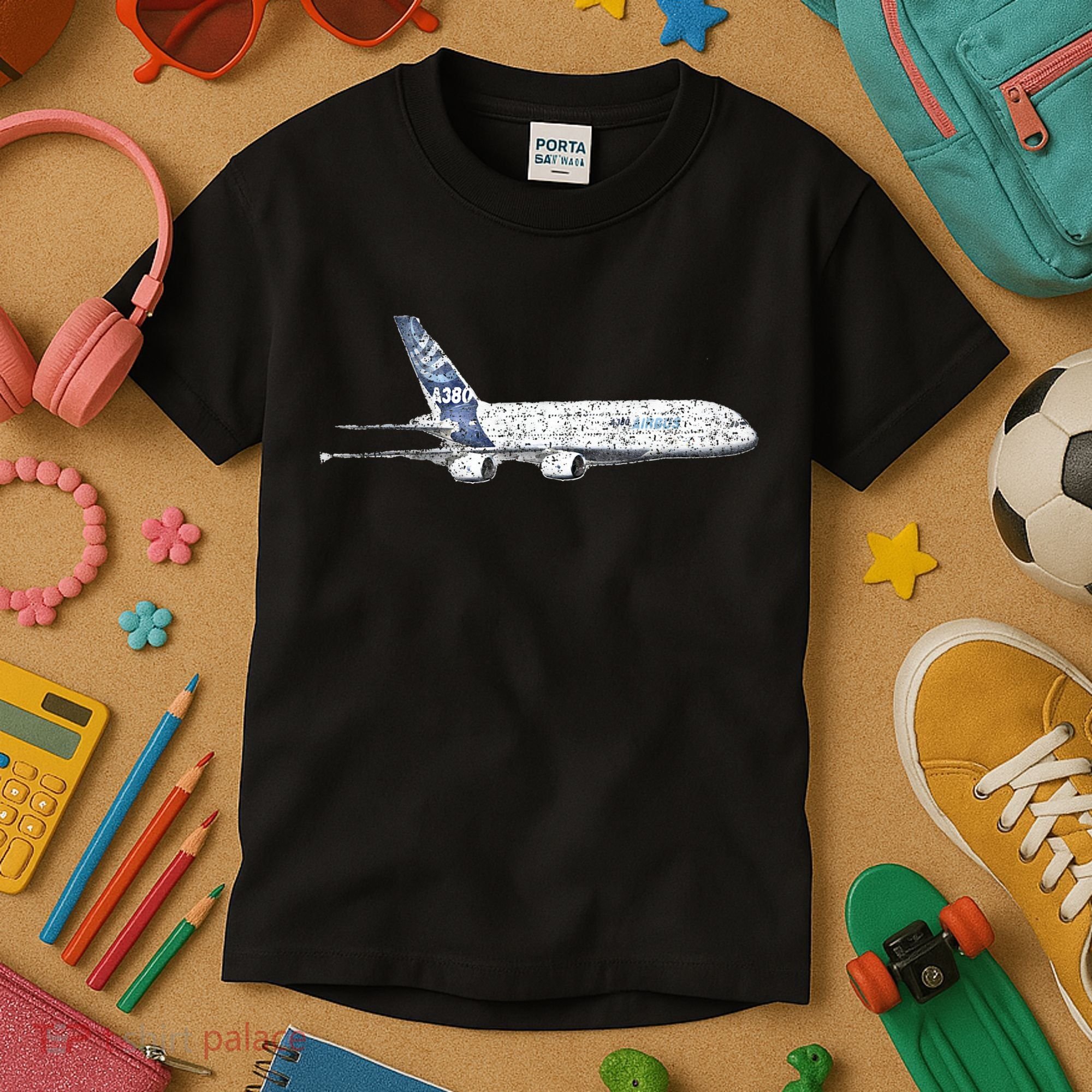 Airbus A380 Jet Airplane Airline Aviation Pilot Kids T-Shirt