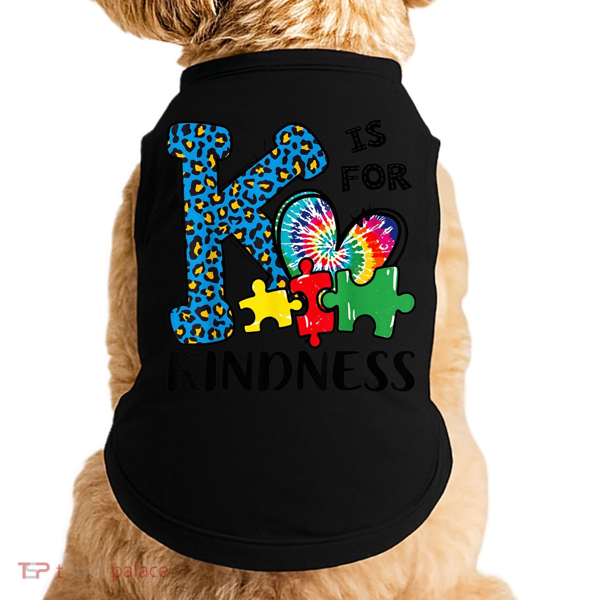 Autism Awareness K Is For Kindness Puzzle Piece Be Kind Doggie Tank