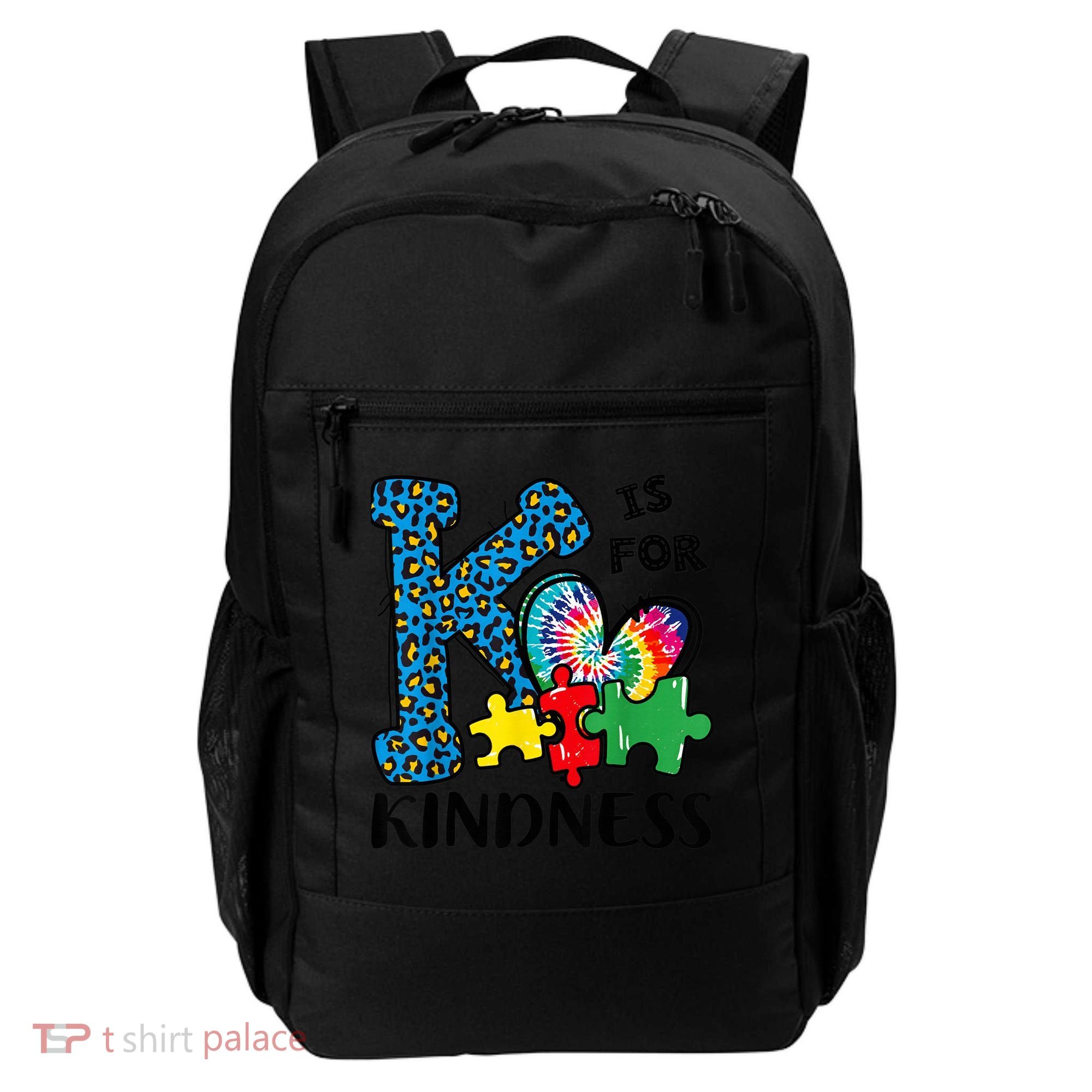 Autism Awareness K Is For Kindness Puzzle Piece Be Kind Backpack