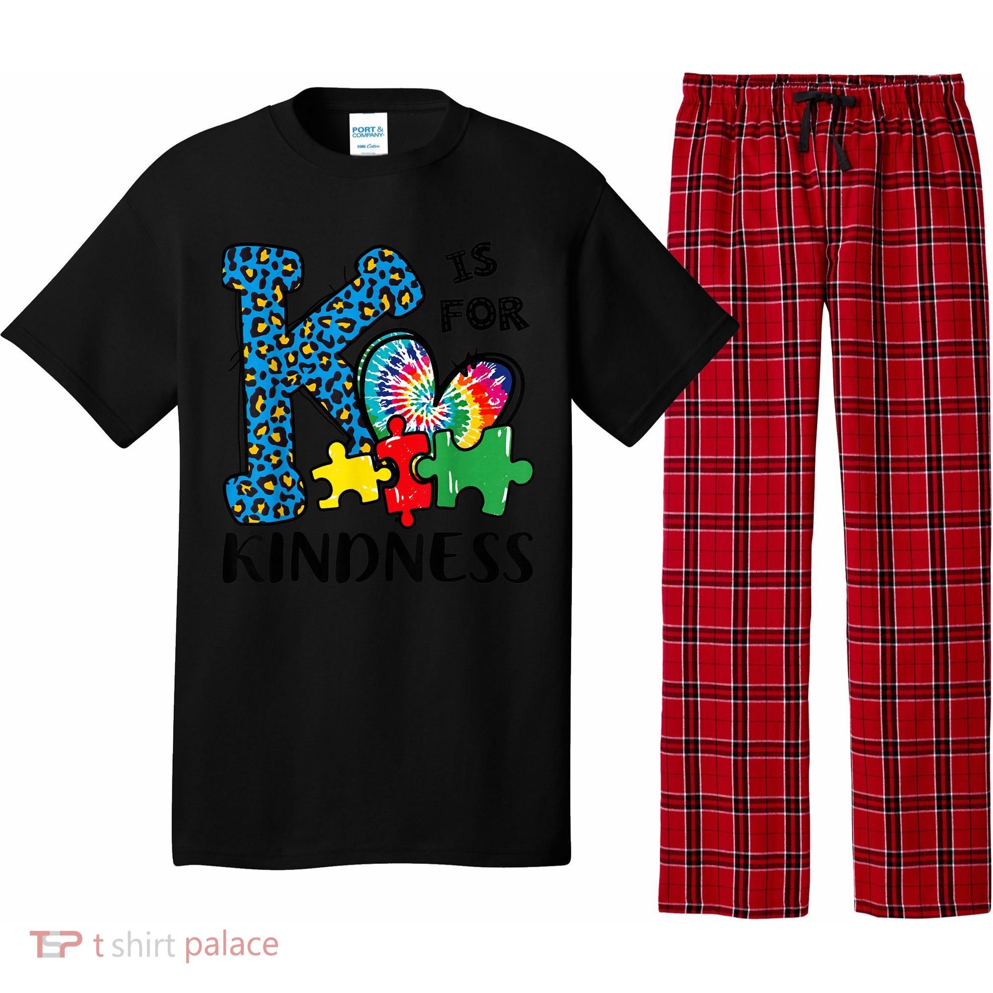 Autism Awareness K Is For Kindness Puzzle Piece Be Kind Pajama Set
