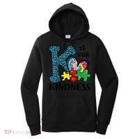 Autism Awareness K Is For Kindness Puzzle Piece Be Kind Women's Hoodie thumb 0
