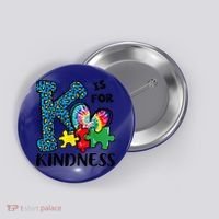 Autism Awareness K Is For Kindness Puzzle Piece Be Kind Button thumb 0