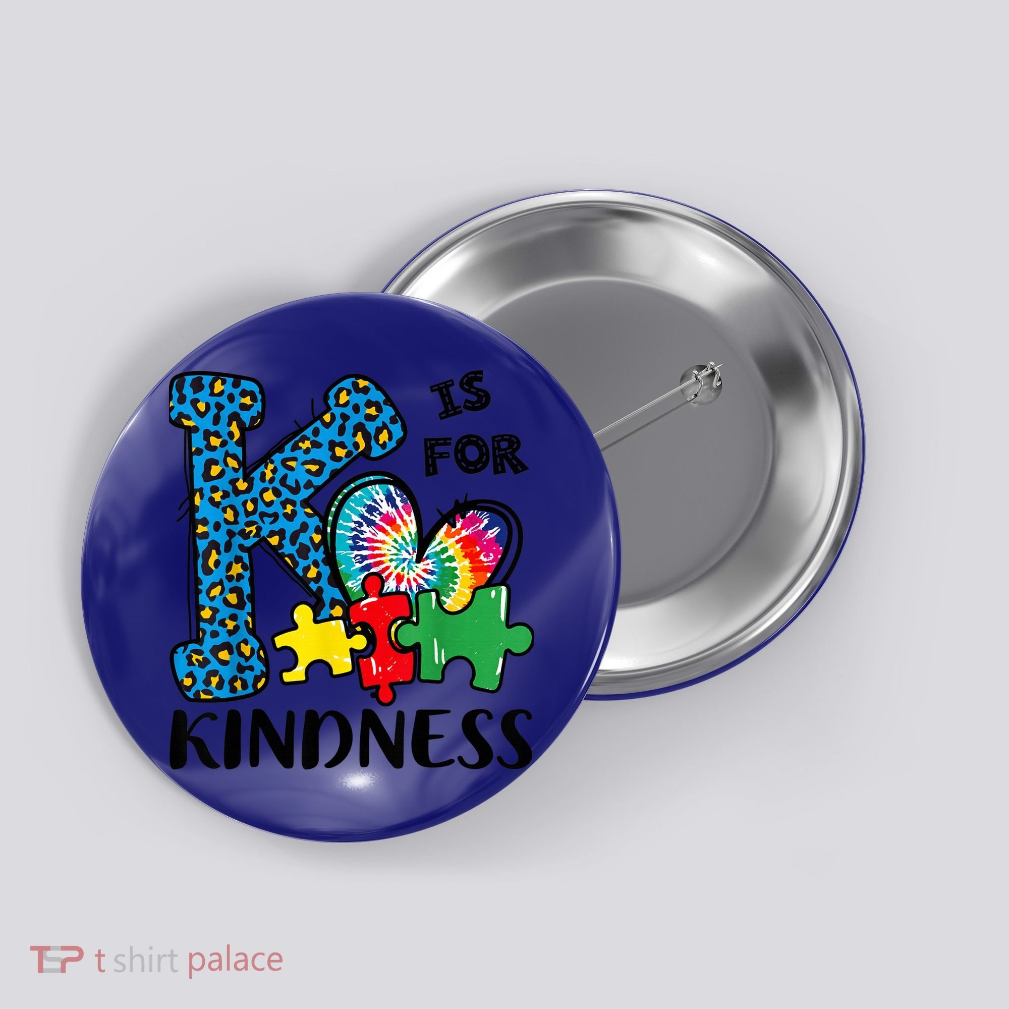 Autism Awareness K Is For Kindness Puzzle Piece Be Kind Button
